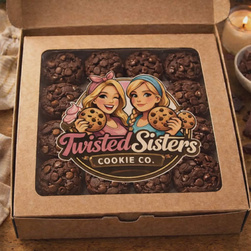 12 Home Baked Double Chocolate Cookies