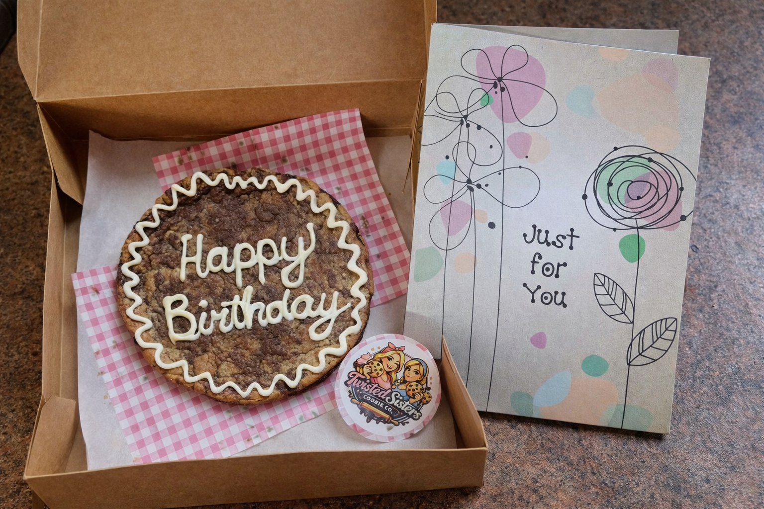 Custom Decorated Giant Cookie with personalized greeting card